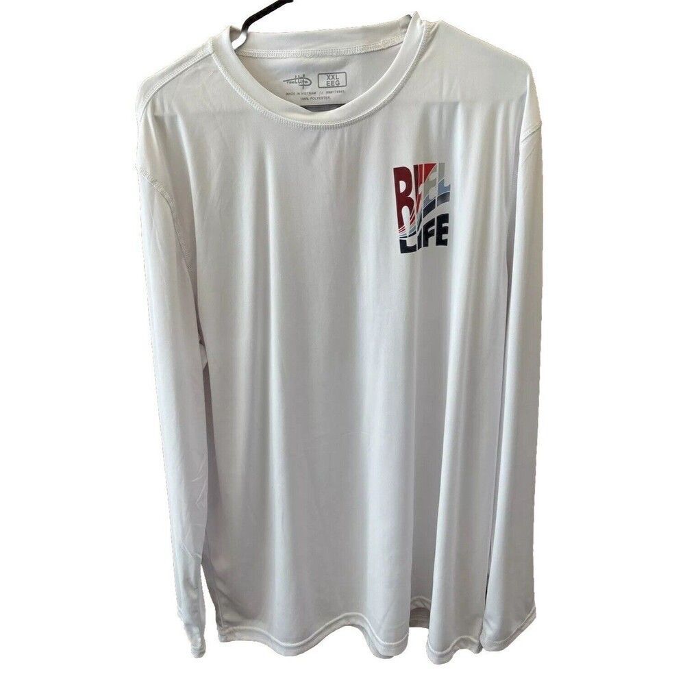 Reel Life Men Tee XL Sun Swim Long Sleeve UV Tee Sunshirt Rash Guard White New
